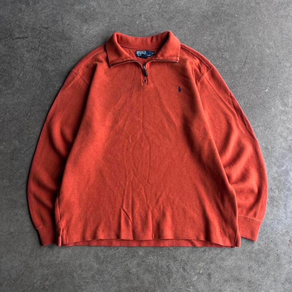 2000s polo ralph lauren orange‎ quarter zip